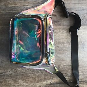 Iridescent, transparent, holographic fanny pack